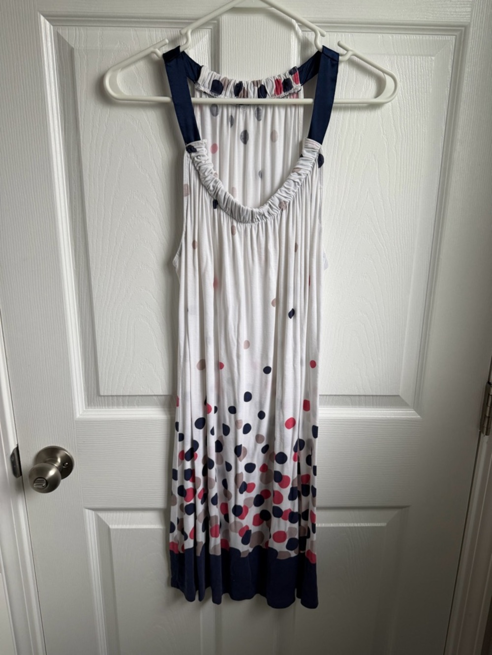 Women's Polka Dot A-Line Knee Length Sleep Dress Sleeveless Scoop Neck